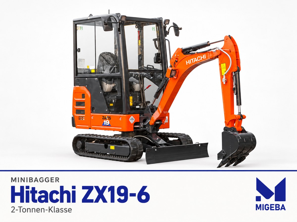 Hitachi ZX19-6 – Grafisch überarbeitete Produktabbildung aus dem Migeba-Mietangebot