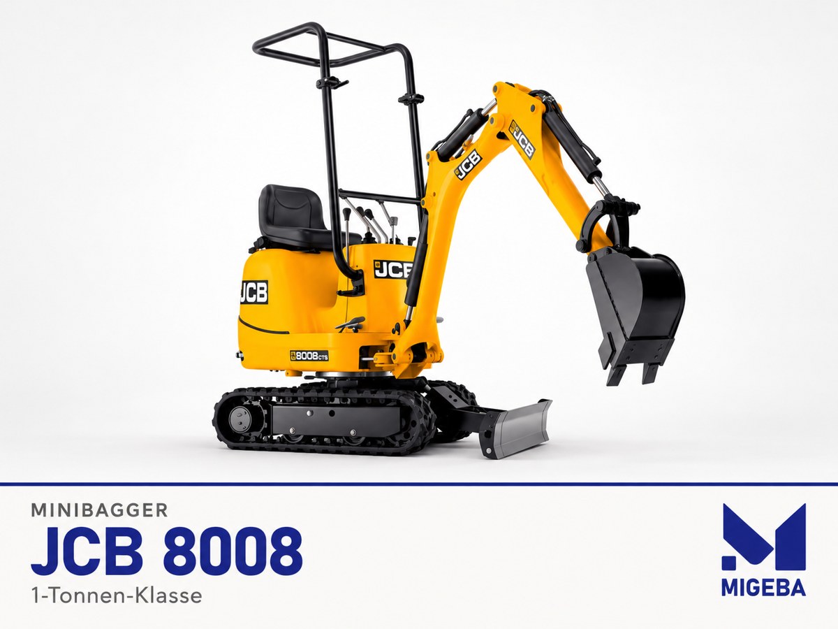 JCB 8008 – Grafisch überarbeitete Produktabbildung aus dem Migeba-Mietangebot