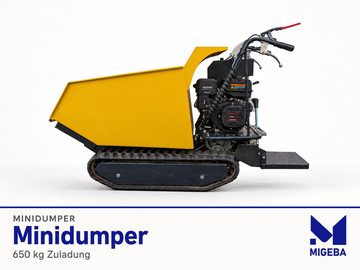 Minidumper – Grafisch überarbeitete Produktabbildung aus dem Migeba-Mietangebot